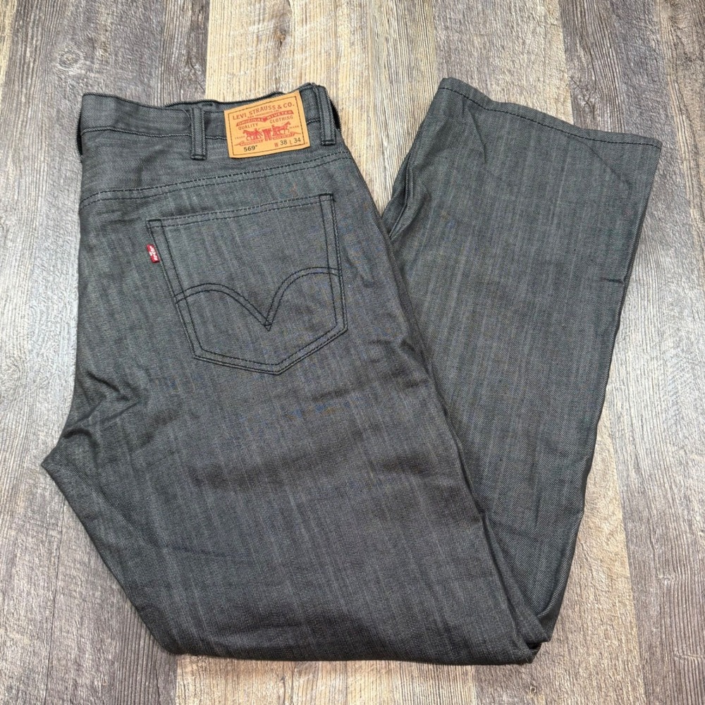 Levis 569 Loose Straight Leg Jeans Mens 38x34 *Fits 40 Grey Baggy Denim Pants